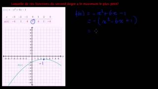 Comparer les maximums de trois fonctions du second degré [upl. by Ogait]