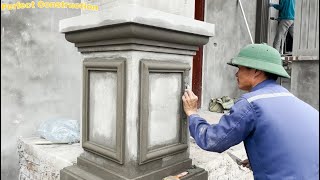 Construction and Design Tips for Beautiful Villa Column Architecture  Build Porch Column Base [upl. by Plossl450]