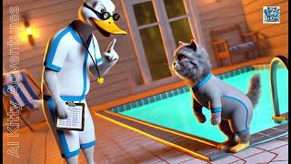 Cat’s Journey to Becoming a Swimming Athlete  AI Kitty Adventures [upl. by Dnomsaj]