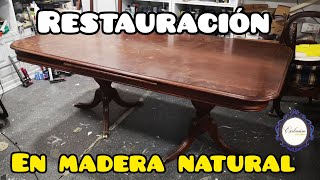 RESTAURACION Mesa De madera ENCHAPADA en MADERA NATURAL [upl. by Eirojram405]