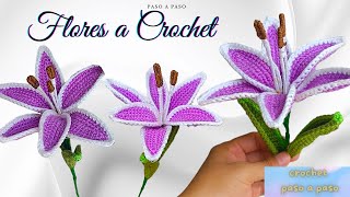 🌼🌸🌻💐 hermoso LIRIO tejido a crochet paso a paso  flores tejidas a crochet [upl. by Enaffit304]