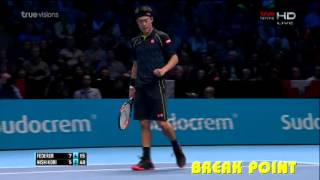 HD Federer vs Nishikori  ATP World Tour Finals on Nov 19th 2015 [upl. by Ecnerrat]