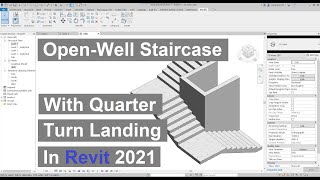 The creation of Openwell staircase with quarter turn landing in Revit 2021 [upl. by Wetzel]