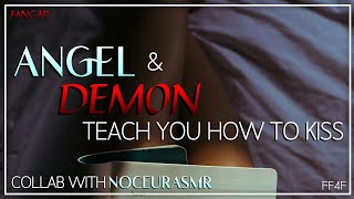 Angel amp Demon Teach You To Kiss Collab w NoceurASMR Lesbian ASMR Audio RP FF4F [upl. by Enner136]