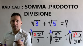 Radicali e relative operazioni  somma di radicali prodotto e divisione fra radicali Esempi [upl. by Ahmar]