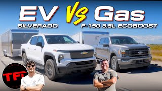 Youll Be SHOCKED How Far a Chevy Silverado EV Can Tow vs a Gas Ford F150 [upl. by Roma]