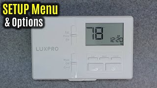 LUX Pro P711 LTX100E  SETUP Menu amp Options  Digital Thermostat [upl. by Liba]