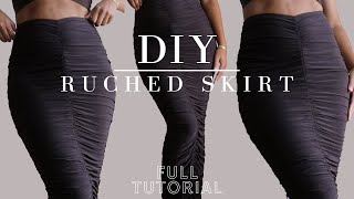 DIY RUCHED SKIRT How To Sew Ruched Skirt With Elastic  Full sewing tutorial howto diy fashion [upl. by Laverne]