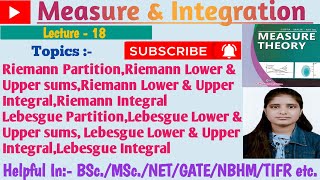 Lec18Riemann amp Lebesgue partitionlower amp upper sumslower amp upper integralsIntegralslinks👇 [upl. by Sivie536]