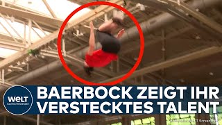 ANNALENA BAERBOCK Rückwärtssalto auf dem Trampolin Außenministerin zeigt ihr Können [upl. by Hapte426]