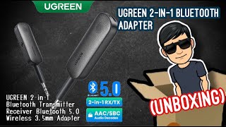 UNBOXING  UGREEN 2in1 Bluetooth Transmitter Receiver Bluetooth 50 Wireless 35mm Adapter [upl. by Xantha]