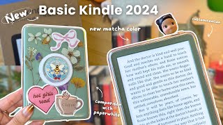 NEW basic kindle 2024 matcha 🍵 aesthetic unboxing 11h gen amp paperwhite comparison customization [upl. by Htebilil]