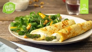 Grüner Spargel umhüllt von QuarkPfannkuchen  Schnelle Rezepte  Spargel Rezepte [upl. by Letnahc]