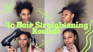 My Updated Hair Straightening Routine For 4b4c Textured Hair 💫 [upl. by Munniks]