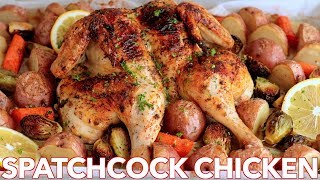 Roasted Spatchcock CHICKEN Recipe  ONE PAN Chicken Dinner [upl. by Ettereve]