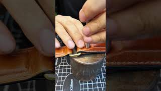 How to use brass rivets leather bag brass shortscopper rivet leathercraft diy bagmaking [upl. by Holzman]