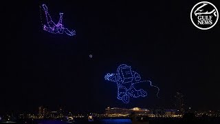 Drone Show 800 drones illuminate Dubais night sky for DSF [upl. by Einegue62]