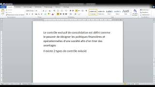 Normes IFRS et consolidation  le contrôle exclusif de consolidation [upl. by Lemraj]