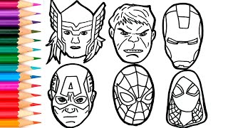 How To Draw Avengers Superhero Marvels SpiderManThor HulkCapitain America FACES  Compilation [upl. by Yekram686]