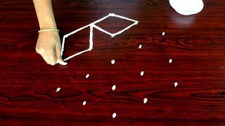 How To Rangoli With 5X3 Dots Simple Freehand Lines Rangoli  Friday Dots Rangoli [upl. by Nayrda]