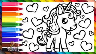 Como Desenhar um Unicórnio 🦄 Desenhar e Colorir um Unicórnio Fofo 🌈 Desenhos para Crianças [upl. by Lemay]