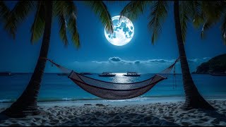 Full Moon Beach Relaxation Calming Piano Music Ocean Waves amp Wind Sounds for Sleep amp Stress Relief [upl. by Donica714]