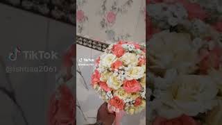 bouquetbridal💐 party flowersdiy bridal bouquet faux flowerscascading juiceflower arranging [upl. by Karleen258]