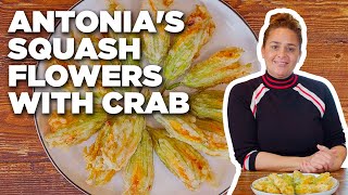 Antonia Lofasos Crispy Squash Flowers with Crab  Feast of the Seven Fishes  Food Network [upl. by Fidel]