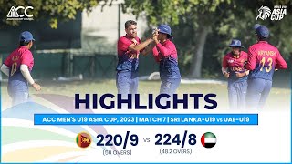 ACC Mens U19 Asia Cup  Sri LankaU19 vs UAEU19  Highlights [upl. by Constance]