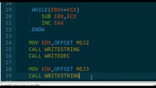 6  Assembler  Uso de WHILE MULTIPLICACION Y DIVISION CON SUMAS Y RESTAS SUCESIVAS [upl. by Larisa]