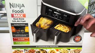 NINJA FOODI MAX Dual Zone 95l AIR FRYER UNBOXING amp FIRST USE  AF400UK Ninja Two Drawer Air Fryers [upl. by Amaris]