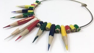 School DIY jewelery NECKLACE from pencils [upl. by Leuqar]