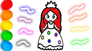 Coloring Cute Princess With Glitter  Mewarnai Gambar painting coloring princess disney [upl. by Neirbo907]