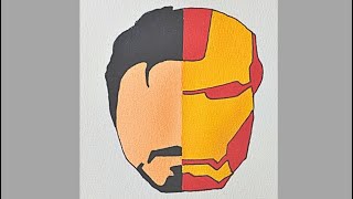 How to Draw Iron Man  Half Tony Stark Half Iron Man  Easy drawingart drawing ironman marvel [upl. by Amiaj]