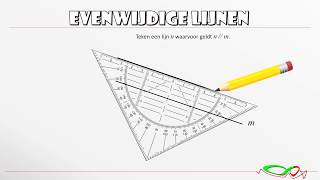 Wiskunde  Evenwijdige lijnen tekenen met een geodriehoek [upl. by Eidod]