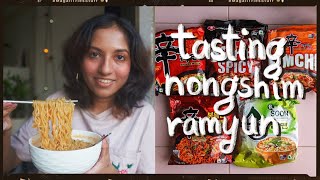 Tasting FIVE Nongshim Ramyun Noodles 🍜🔥  best  worst ones [upl. by Yerkovich539]