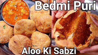 Crispy Stuffed Bedmi Poori amp Aloo Ki Sabzi  Breakfast Combo Meal  Delhis Famous Urad Dal Poori [upl. by Ekim]