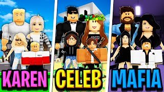 KAREN FAMILY vs CELEBRITY FAMILY vs MAFIA FAMILY in Roblox BROOKHAVEN RP [upl. by Decrem]