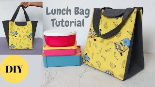 CARA BUAT TAS BEKAL ANAK DARI KEMEJA LAMA Mudah dan CepatLunch Tote Bag [upl. by Grethel146]