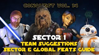 Hard Sector 1 Feats Guide  Conquest Vol 14 SWGOH [upl. by Akir]