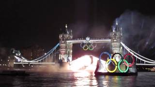 Fireworks at Tower Bridge  London 2012 Olympics opening ceremony [upl. by Lotsyrc802]