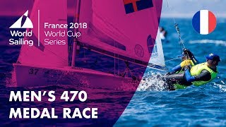 Full Mens 470 Medal Race  Sailings World Cup Series  Hyères France 2018 [upl. by Aratihc153]