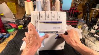 JUKI SERGER MO1000 ITS A NICE ONE AIR ASSISTED THREADING AND MANY PRACTICAL FEATURES video 443 [upl. by Lexie]