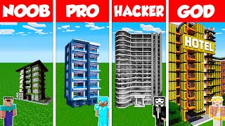 Minecraft Battle NOOB vs PRO vs HACKER vs GOD HOTEL SKYCSRAPER HOUSE BUILD CHALLENGE  Animation [upl. by Krid432]