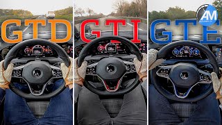 Golf 8 GTD vs GTI vs GTE  0100 amp 100200 kmh acceleration🏁  by Automann [upl. by Libbi]