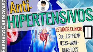 GRANDES Estudios CLÍNICOS de HTA IECAS ARA2 diuréticos indicaciones efectos FARMACOCARDIO P2 [upl. by Leler323]