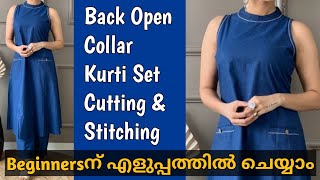 Back open collar kurti Halter neck Kurti Cutting And Stitching [upl. by Palocz]