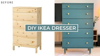 DIY IKEA Hack  Green Tarva Dresser  How To Paint IKEA Wood Furniture [upl. by Raynor]