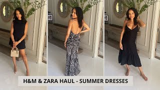 HampM HAUL amp ZARA HAUL  SUMMER DRESSES  7 OUTFITS [upl. by Tracay]