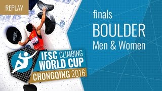 IFSC Climbing World Cup Chongqing 2016  Bouldering  Finals  MenWomen [upl. by Prochora]